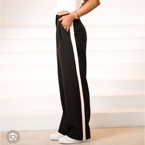 Black and White Women's Pants High Waisted Brushed PowerSoft NEW XS Track Stripe
